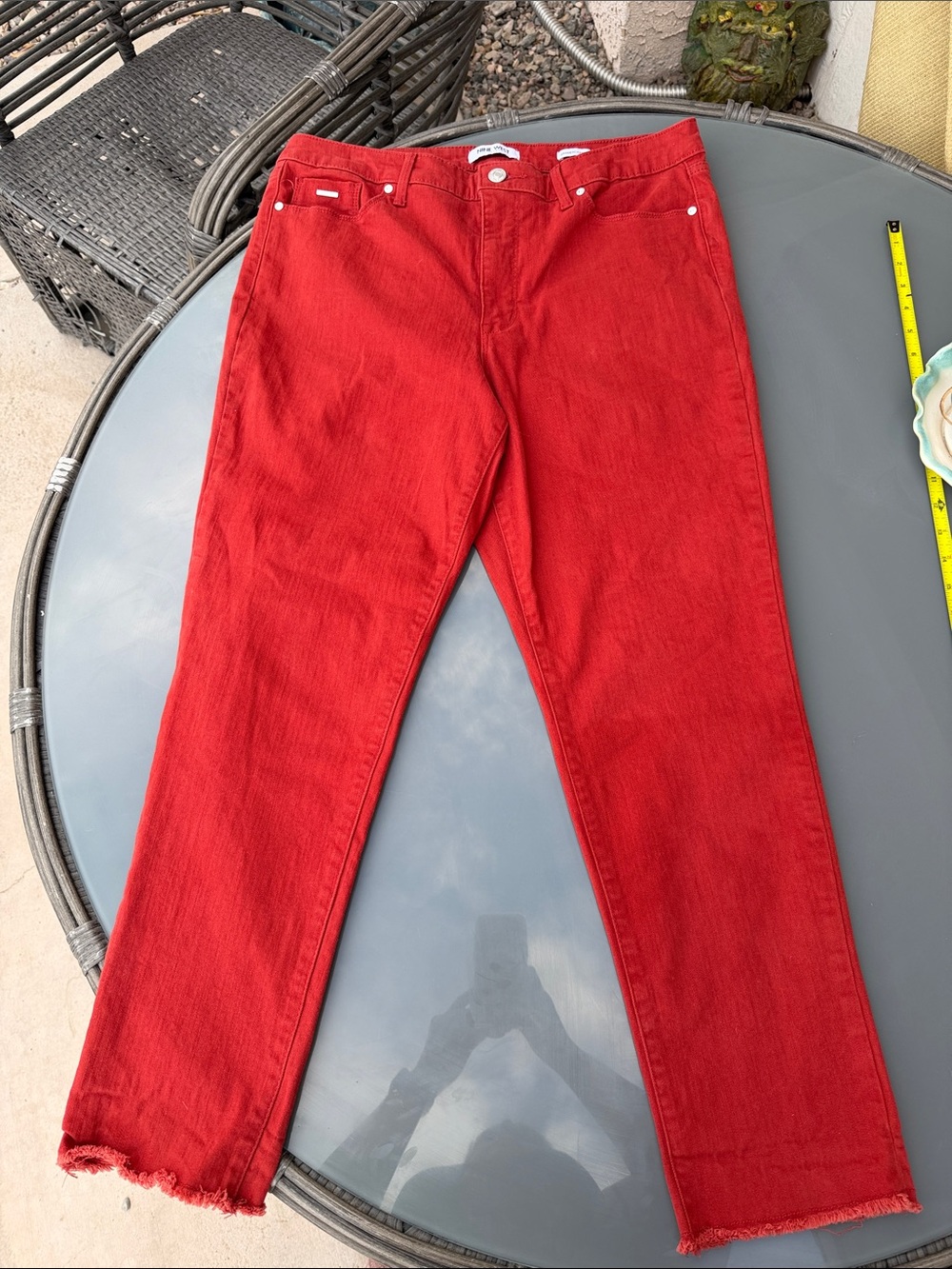 Nine West Gramercy crop raw edge Jeans in Brick red size 14 EUC - Picture 8 of 8